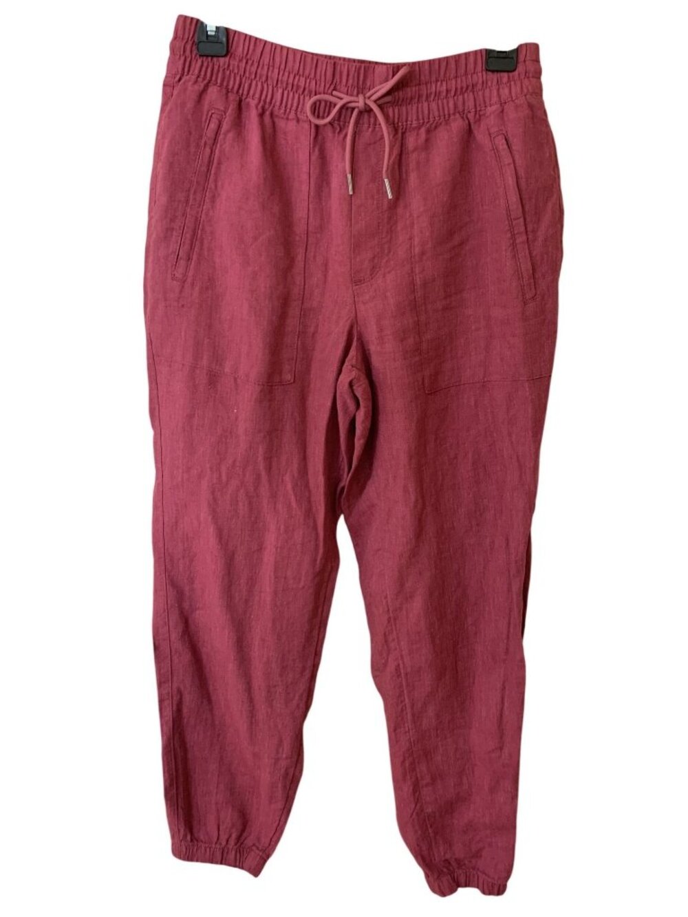 Athleta Womens Size 4 Linen Jogger Pants Muted Red Drawstring Pull On Casual